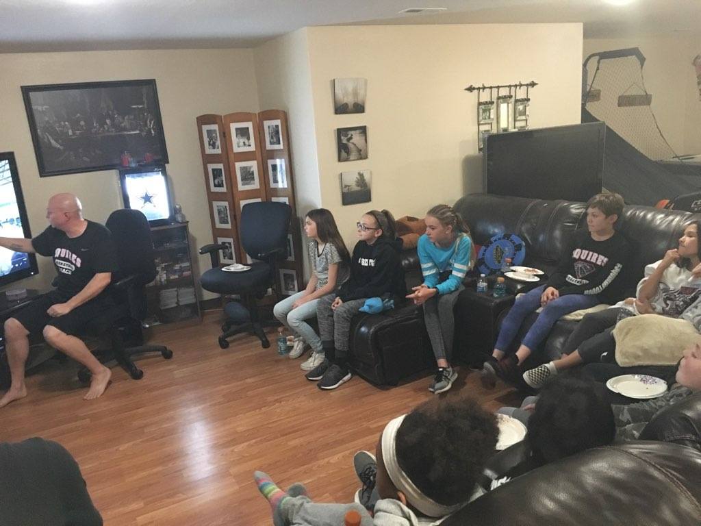 WestSquires's tweet photo. "The film don't lie" -Coach Coolbaugh. Girls watching film to improve. #Squirestough #HustleGangHoops #Elitedontcomeeasy #Girlsdoingwork #Getoutwhatyouputin #NotimelikeNOW https://t.co/SeH8pGLbs0