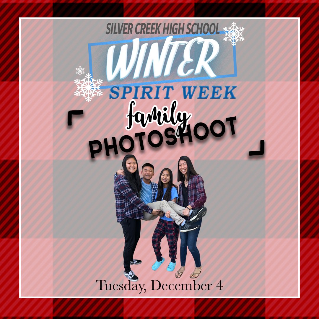 SCHSraiders's tweet photo. Let’s take a picture, Raiders! Dress up for Family Photoshoot by wearing your plaid and flannel clothing! #schsspiritweek https://t.co/gM5QhZiNch