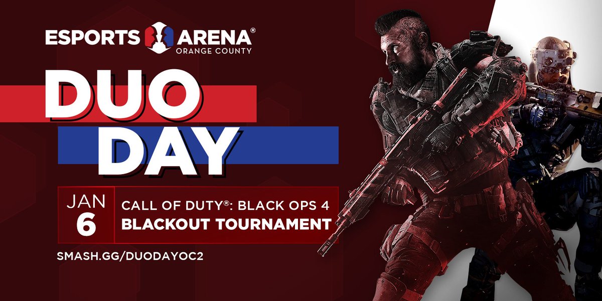 ESA_OC's tweet image. ICYMI: We're hosting Duo Day: COD Blackout! Unfortunately this event has been postponed until Sunday January 6th. We hope to see you there!
Sign up here: smash.gg/duodayoc2