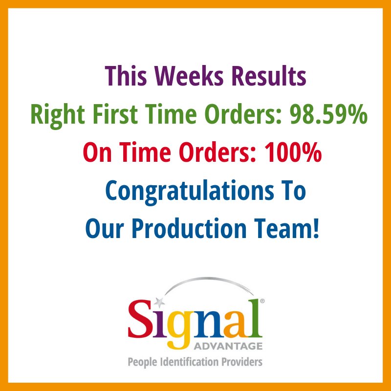 SignalAdvantage's tweet photo. We love taking pride in our on time orders! Our production team does a phenomenal job every second of the day 😃 Why buy name badges anywhere else with these results! 
#signaladvantage  #namebadges #production #results #teamwork #ontimeorders #customerservice #auswide #badges https://t.co/Tr48yJXNrT