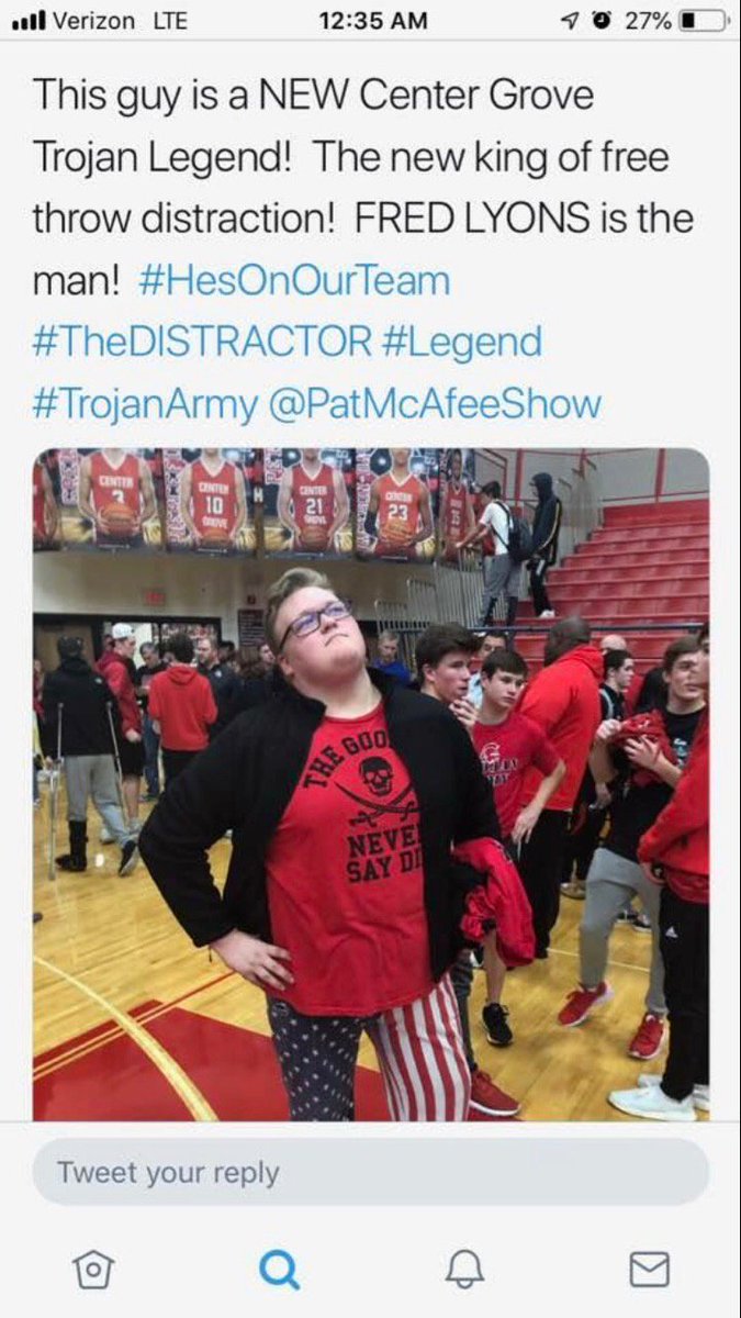 mjrhansen4's tweet photo. So, this is how @CenterGroveHS @CGTrojanHoops "creates an enviornment where sportsmanship...can thrive, and does not condone behavior intended to mock..." was your administration not present??  @gochsathletics @indystar @IndyStarSports @IHSAA https://t.co/ovHkmTtGyp