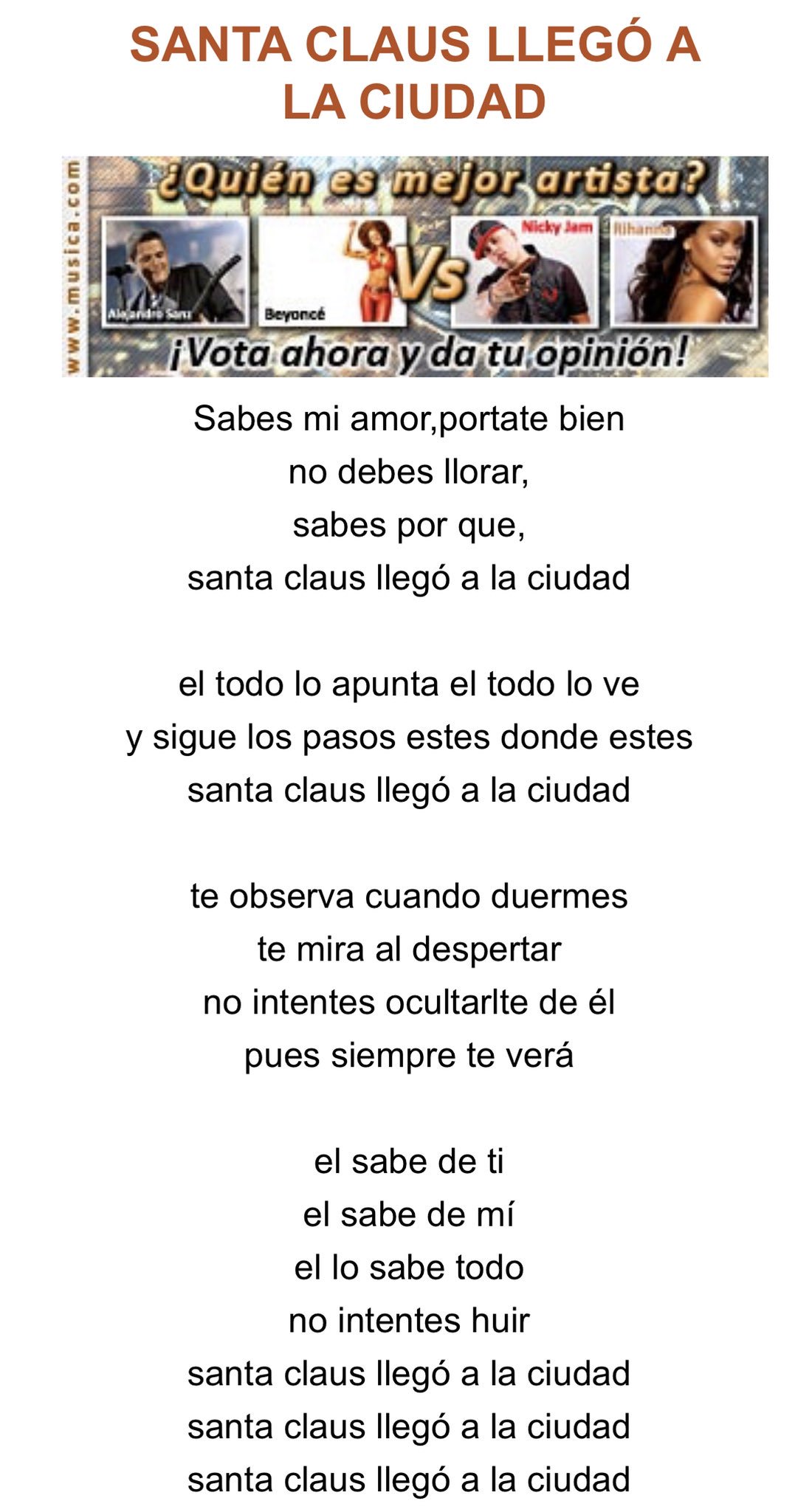 Arriba 88+ imagen letra de santa claus llego a la ciudad