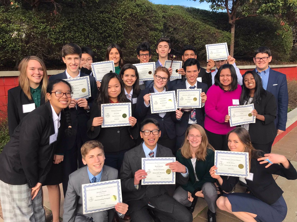 dthsmun's tweet photo. So proud of our incredible delegates for crushing it at SFMUN! Our delegates debated on everything from the dangerous of plastic pollution to human trafficking. Especially proud of our Best Delegate recipients Elliot and Destin! #dtech #dtechmun #sfmun #un https://t.co/Mshd9QnJLB