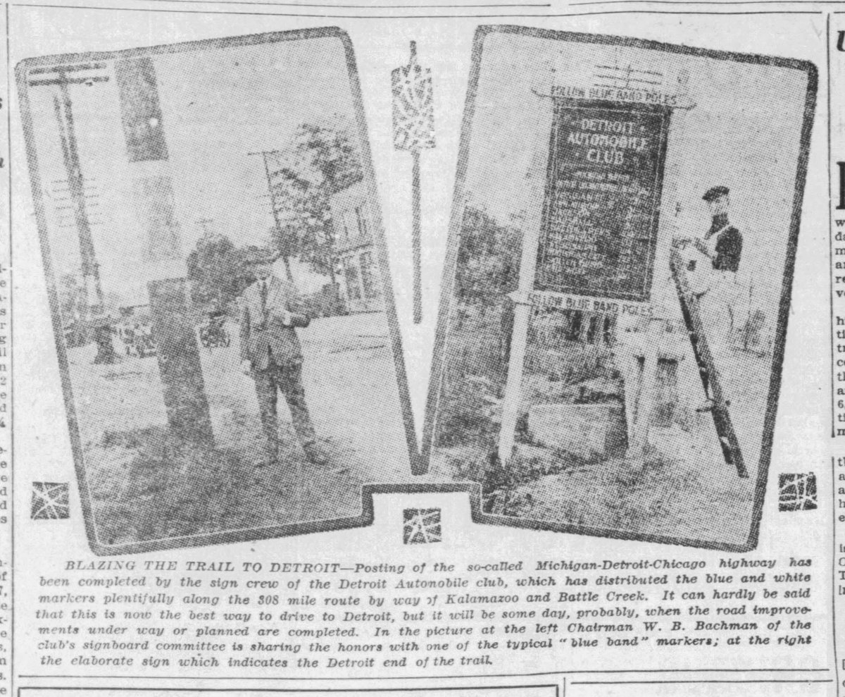 Blazing The Trail To Detroit Early signage put up along the route between Detroit and Chicago [Chicago Tribune 7/27/1919]