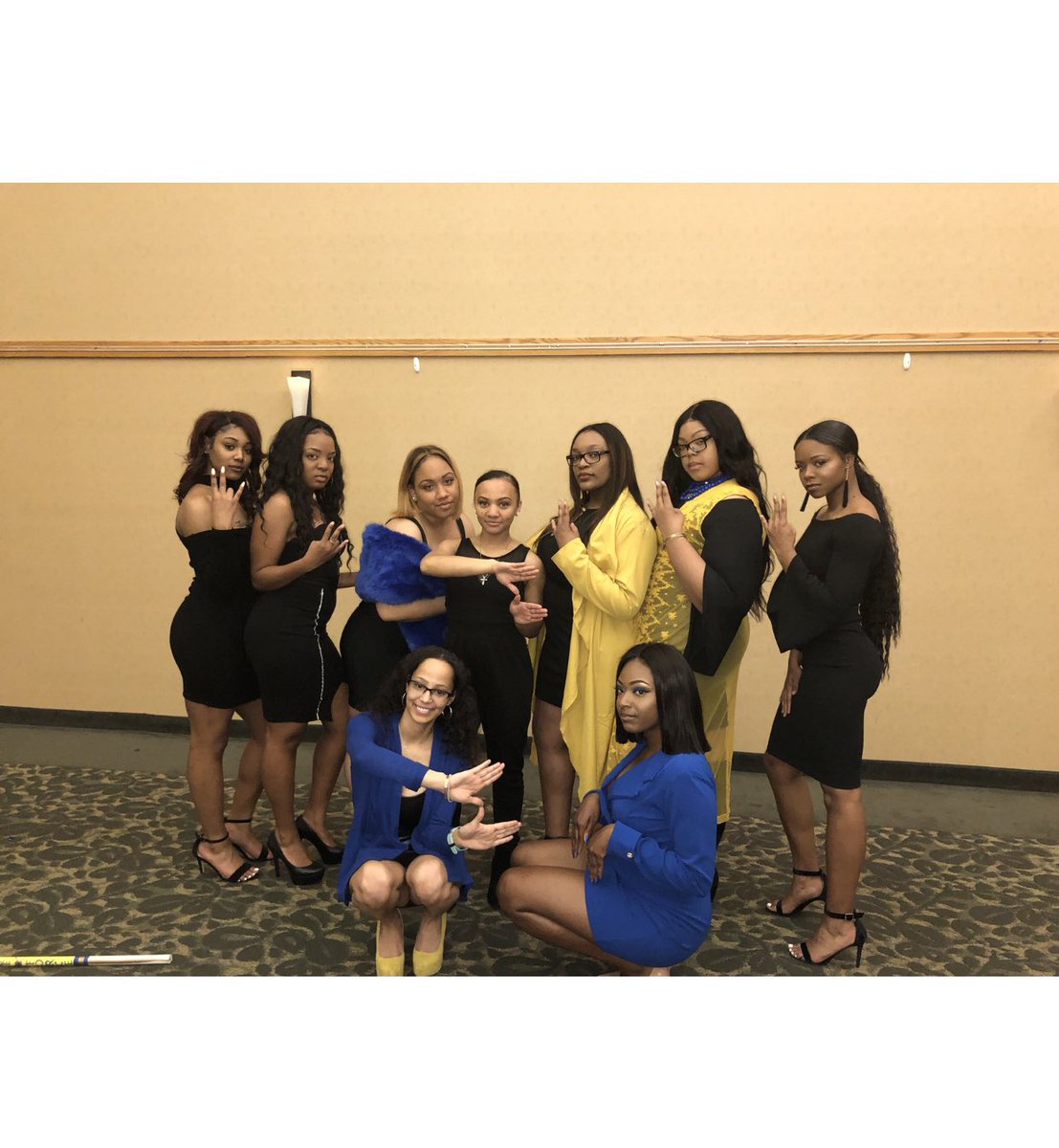AsToldByKortnee's tweet photo. Do you know what today is? It’s my Sigmaversary 😏 So blessed to be celebrating 2 years with these beautiful ladies I’m so thankful to call my sisters 🔒🤞🏽💙💛 #TerribleTwos #Sisterhood #SovereignIX #TheFineNine #Solid #NeverFolding https://t.co/RnQx2uYb3M