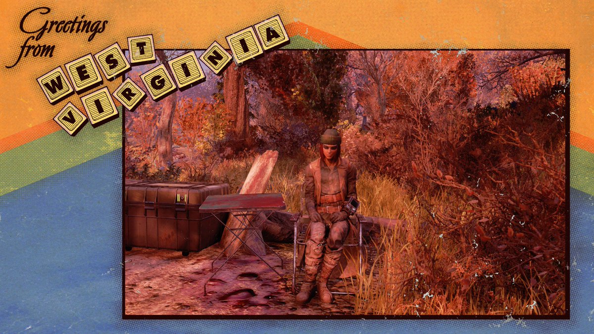 Greetings from West Virginia! Agrona returned to the Camp where it all began, waiting for tomorrow's stash increase, while listening to "Country Roads"! 🙂   #Fallout76