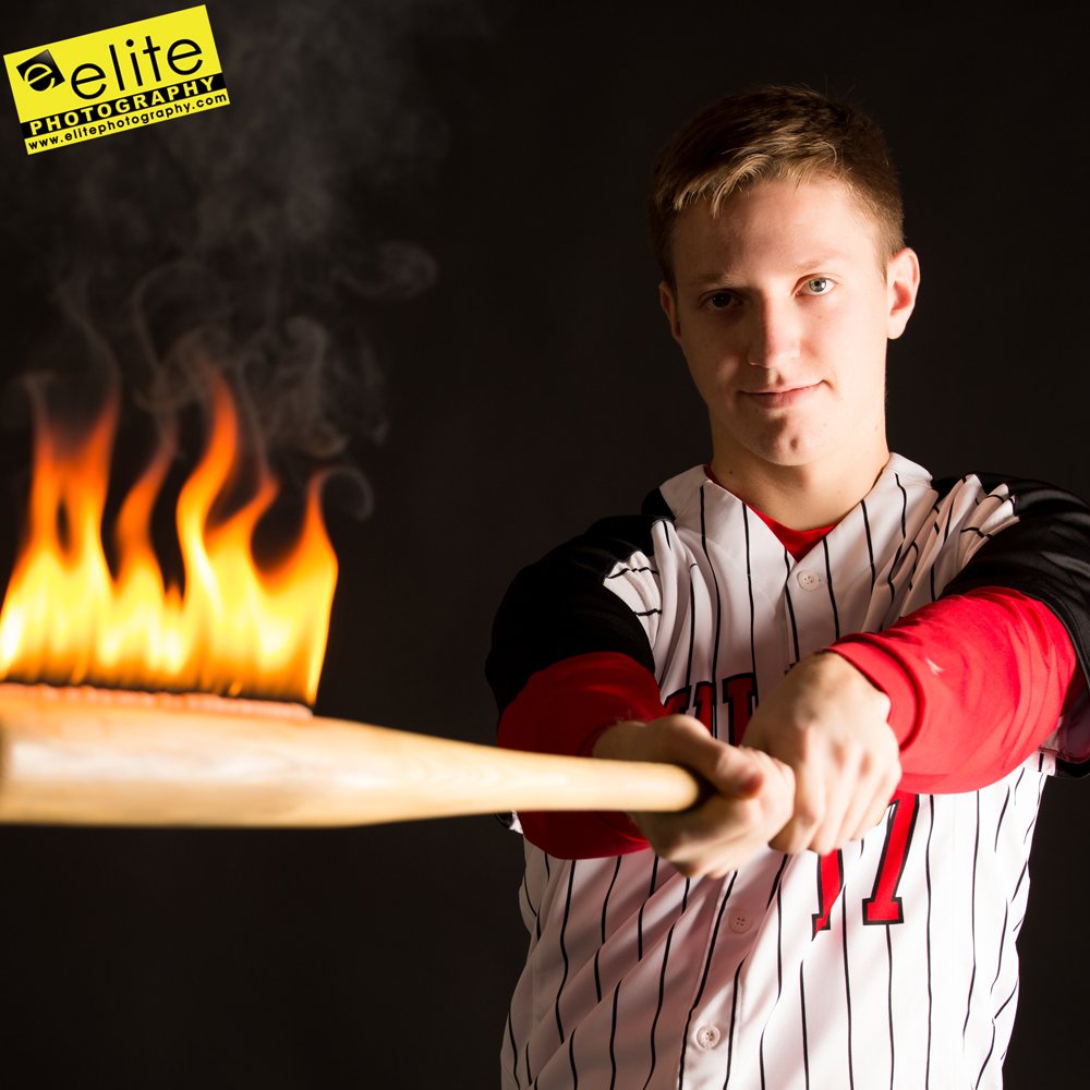 elitephotograph's tweet image. At Elite, we like to light things on fire sometimes, Adam thought that was a cool idea! We got a really big flame this time! #MilfordHighSchool #Classof2019 #BatOnFire #Baseball