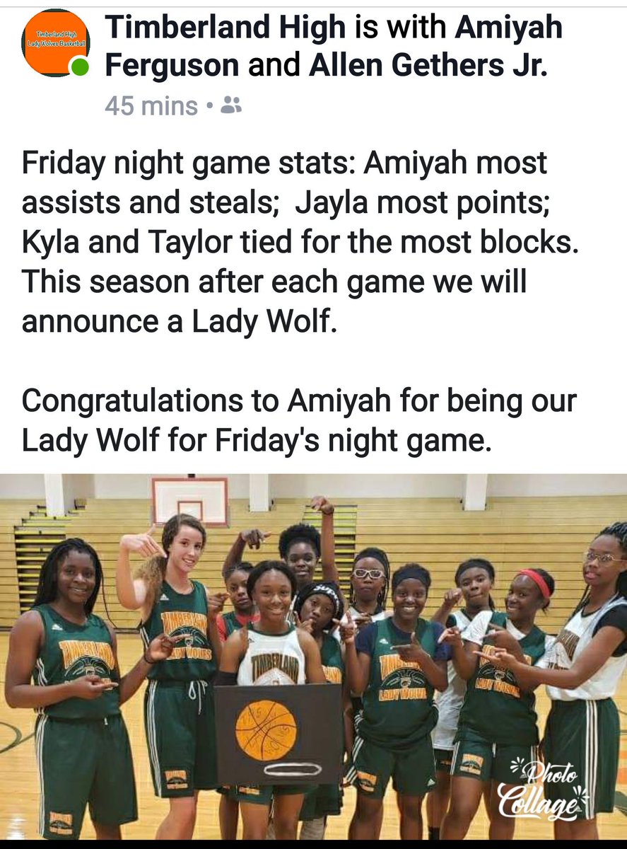 ronaldferguson's tweet photo. Congratulations to @FergusonAmiyah for being named "Lady Wolf of the Game" on Friday night! Thanks coach @allengethersjr @ShereeDavisF #makemnotice. #blessed #MVP #hardworkpaysoff @tlandwolves https://t.co/aKobs2AyBI
