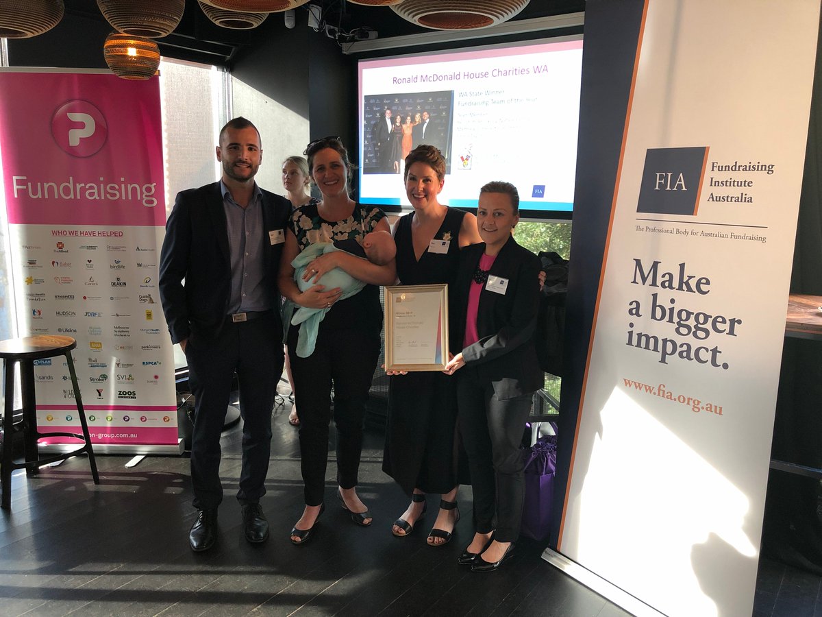 FundInstituteWA's tweet photo. Congratulations to the WA Fundraising Team of the Year - Ronald McDonald House Charities Western Australia @RMHCWA

Members Bec Stott, Brook Sly, Natalie Farrow, Matthew Correia, Killian Feehan and Emma Taylor are a great team of passionate, innovative and dedicated individuals. https://t.co/KZ7hstVmkn