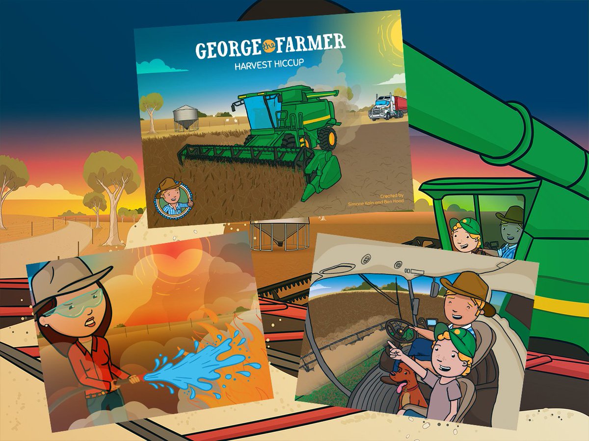 simonekain's tweet image. The 5th book in the @GeorgeFarmerAU series is here! There's lots of hotted-up action in this one — with Ruby fighting fires — and some warm, smelly breezes wafting through the header cab ... thanks to George or Jessie? Grab the book to find out! bit.ly/2PkiuZW #agchatoz