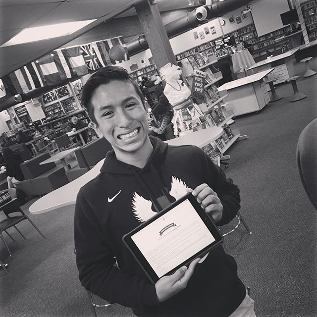 olchsseniors's tweet photo. The Senior Class Advisory Board is extremely proud of Jose Herndandez for receiving a full ride to Dartmouth! The Media Center staff were delighted he was in the library when we got the amazing news! #olchspride #olchsseniors #waytogojose https://t.co/w1V5VtriJu