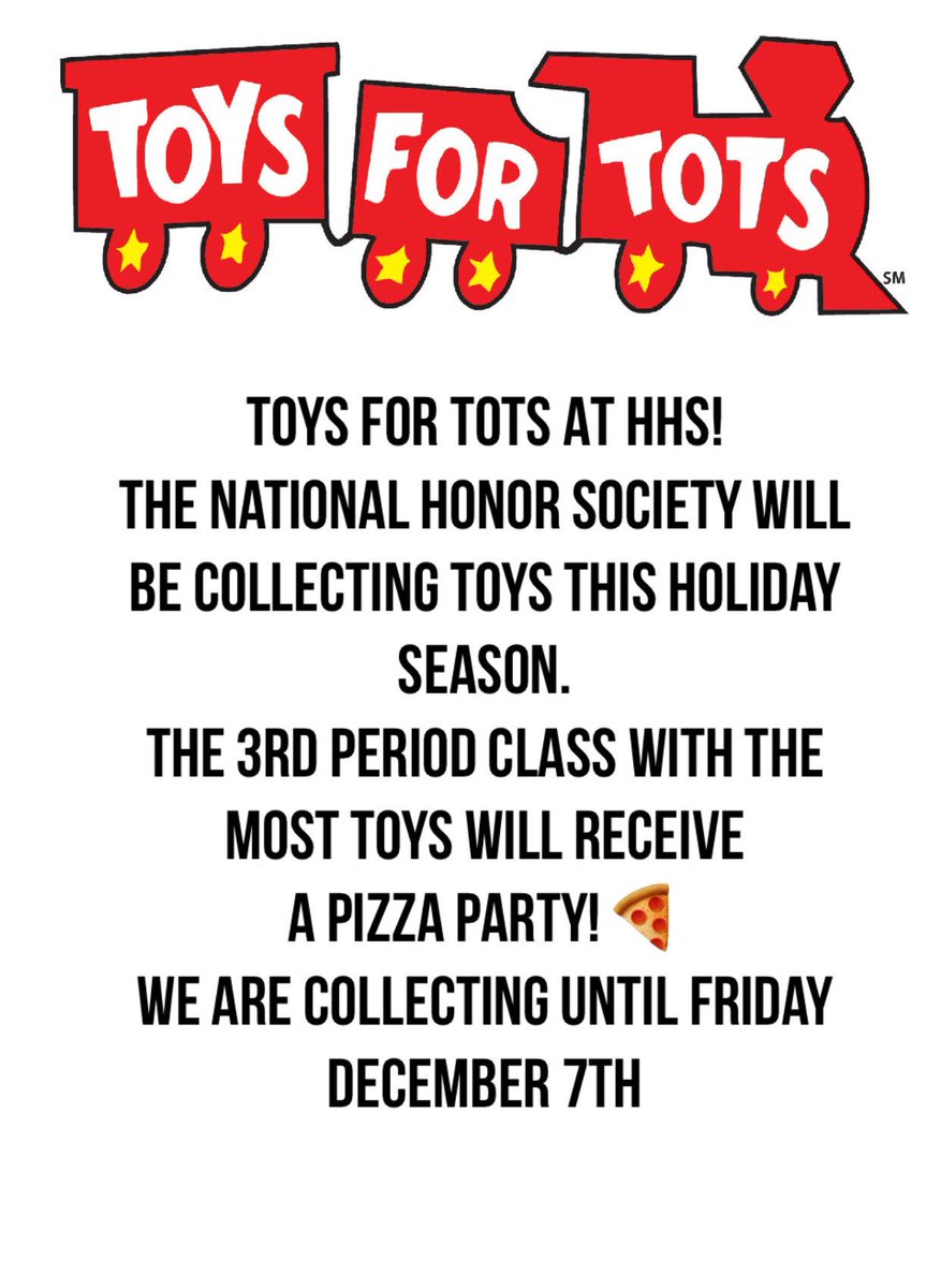 hhsnhs2019's tweet photo. COLLECTION DATE EXTENDED TO 12/7!!

Spread the word &amp; encourage your classmates to donate! ❤️🚂 https://t.co/IXrHqbE97m