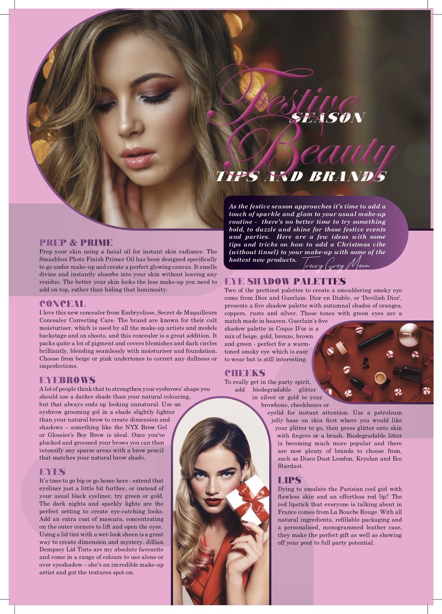 TraceyGrayMann's tweet photo. Have you read my Festive Season Beauty Tips and Brands published in @internationalexcellencemagazine and @surreymagazine? https://t.co/iKGvRsU9NX