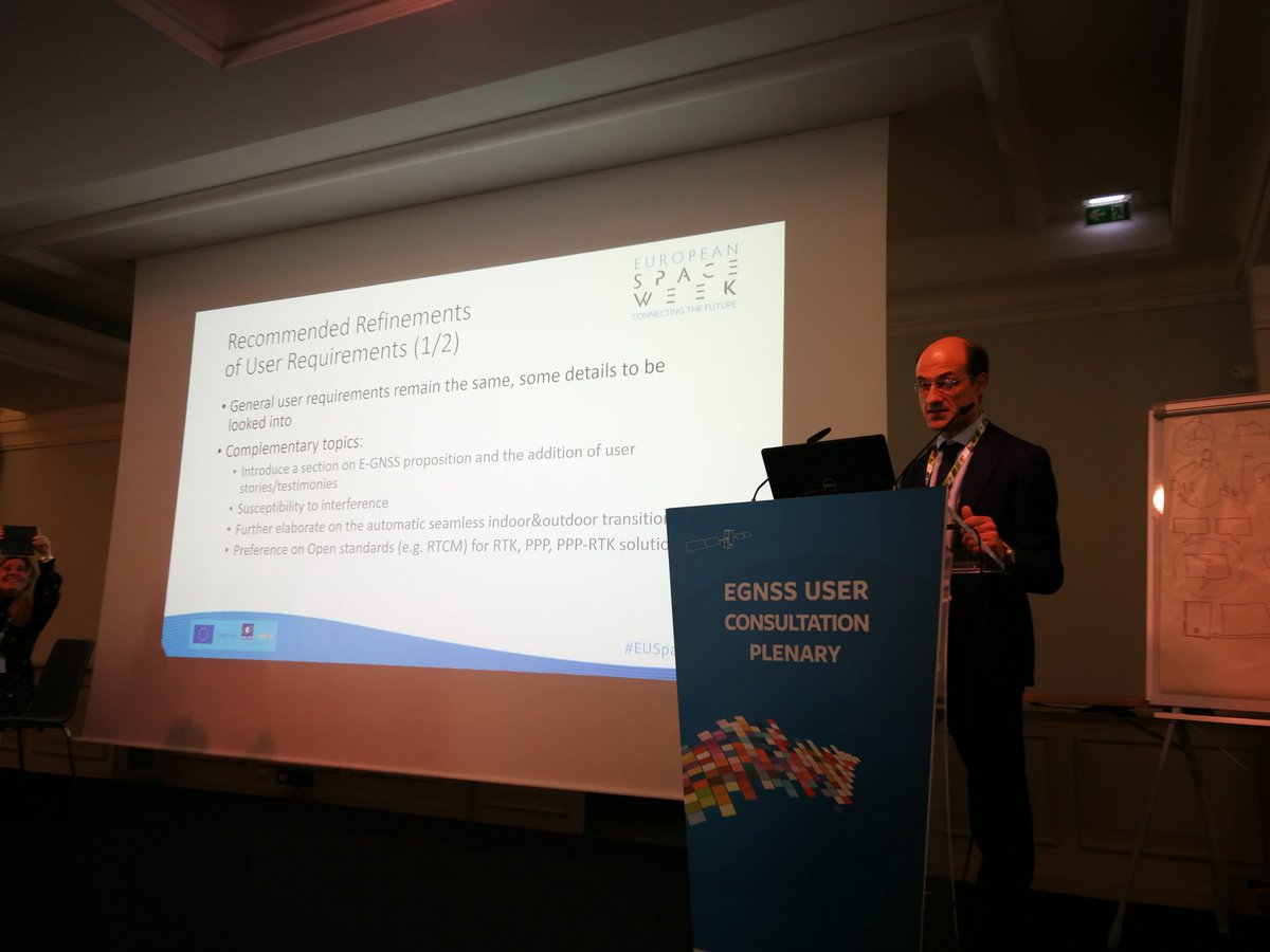 EU4Space's tweet photo. Roberto Capua from @SogeiUffStampa presenting the findings from #surveying User Consultation: #trustability and #availability are key for the #mapping and surveying sector
#EUSpaceWeek #EGNSS #UseGalileo #EGNOS https://t.co/IQkAdBJy4r