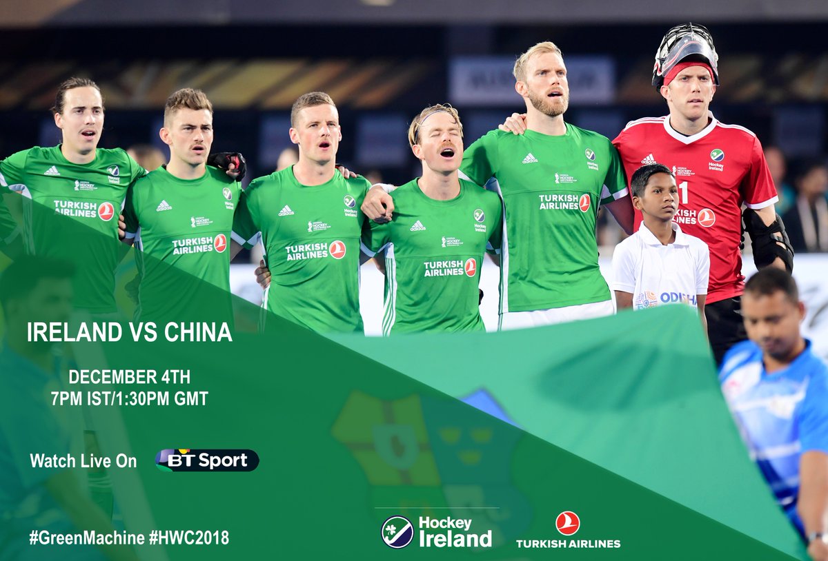 irishhockey's tweet photo. It's game day! The #GreenMachine face China at 1:30pm (Irish time), tune in to @btsport to watch the game live #hwc2018 https://t.co/CBi7IzLJIg