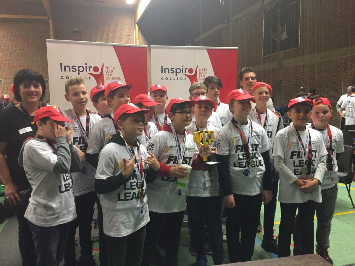 Inspirocollege's tweet photo. De First Lego League @FLL_Limburg zit erop. Vrijdag mochten onze leerlingen hun missies uitvoeren en hun project voorstellen. Ze sloten deze mooie dag af met een podiumplaats voor beste inspiratie en complimentjes van de jury: "schitterend team" #fll #proud #team #inspirocollege https://t.co/O5Zn2pUyoM