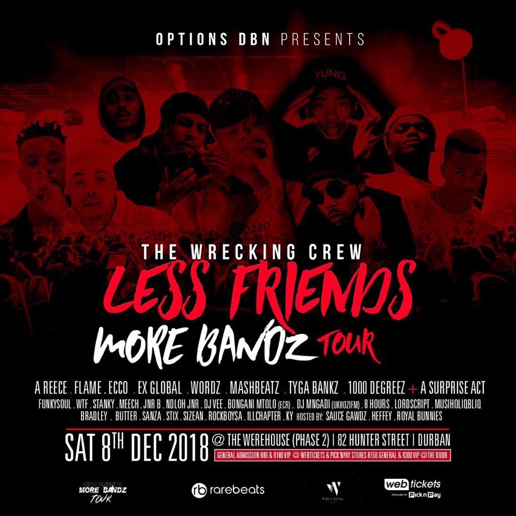 ImpThaDon_ZA's tweet photo. Yo Durban!
@TWCTheGOV is finally coming to your CITY. 🚨
📆: Sat 08 Dec’18
📍: THE WEREHOUSE (Phase 2)
82 Hunter Street, Durban.
Get your ticket now @webticketsSA or any @PicknPay store near you.🎫
https://t.co/PofuoL2O59…
#LFMBTour #LFMB_Tour
LETS WRECK🤺 https://t.co/4IYOHoqAxA