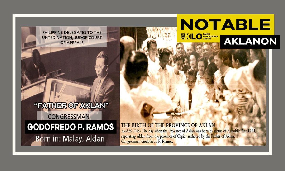 vickyramos03's tweet photo. On the photo: The Congressman as Philippine Delegate to the United Nation. Historic signing of President Ramon Magsaysay of RA 1414, the separation of Aklan from Capiz.
Photo credit: Kalibo International Airport
#GodingToVicky
#AklanIyongMahalin
#SerbisyoPubliko https://t.co/QeCRJqhrzz