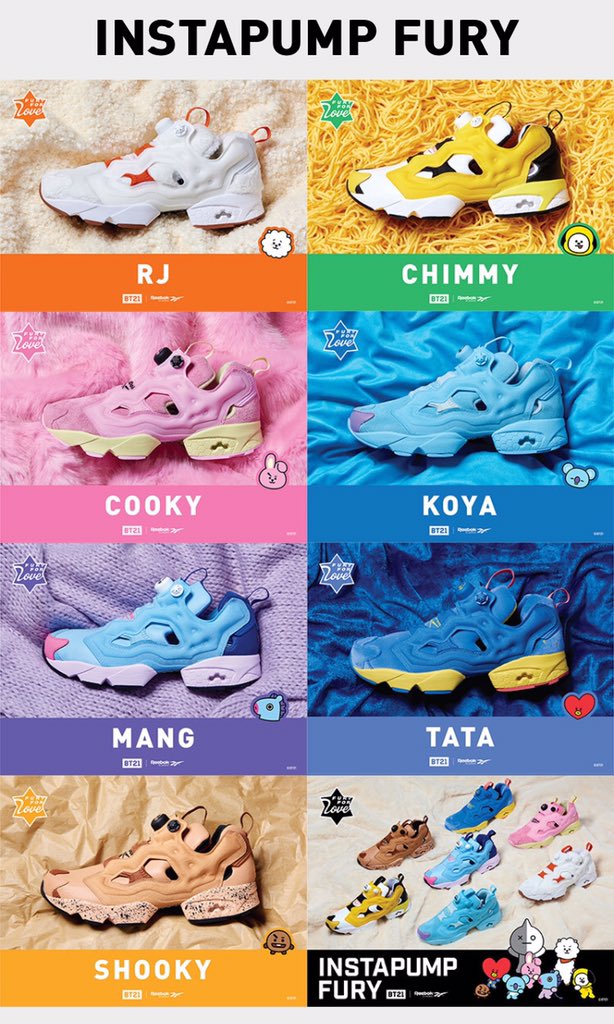 claire ⁷ 」 Twitter: "Reebok Classic Korea has officially released BT21 x Reebok Classic Collection: #FURYFORLOVE!(Instapump Fury) 1) Contributes to the UNICEF #ENDviolence (card that shows your donation)
