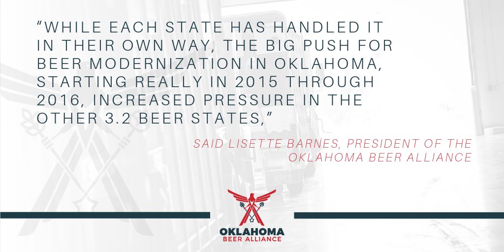 OKBeerAlliance's tweet photo. The new #OKBeer laws are already influencing other states. Colorado and Kansas will be embracing #beermodernization in 2019. https://t.co/8rXHCQefIp