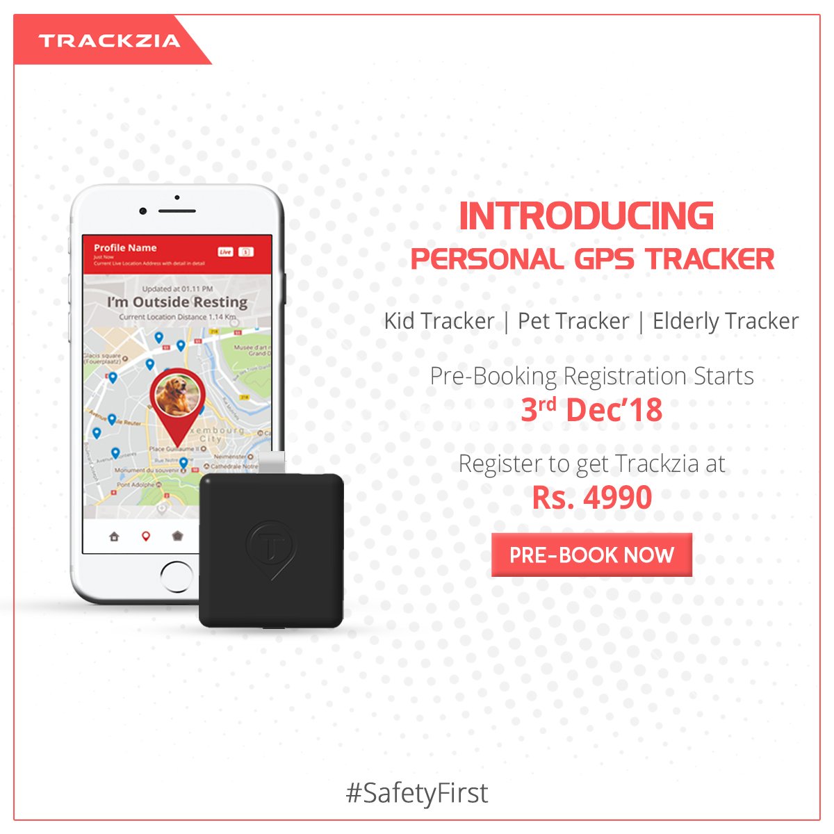 Trackzia's tweet photo. Pre-Booking Registration starts from Today. Register to get Trackzia at Rs. 4990/-. Be Hurry!
Register here – https://t.co/bdrd8WXr2n
#SafetyFirst #Trackzia #TrackingDevice #Tracker #PreBooking #PreBookTrackingDevice https://t.co/4VBUqFojPt