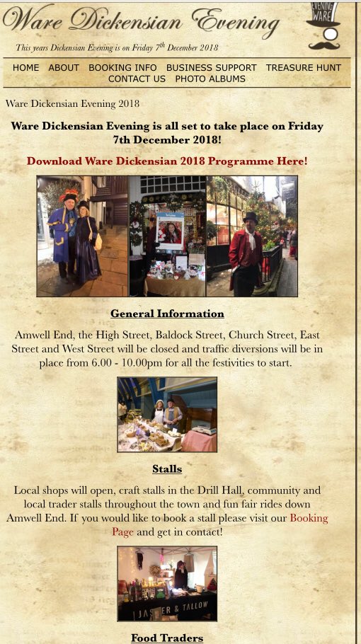 Very excited to have #Dickensian Evening in our great Town of #Ware again this year - THIS FRIDAY 7 December 🎉🎄🥂🎩. Please come along! #conmunity dickensian.org.uk