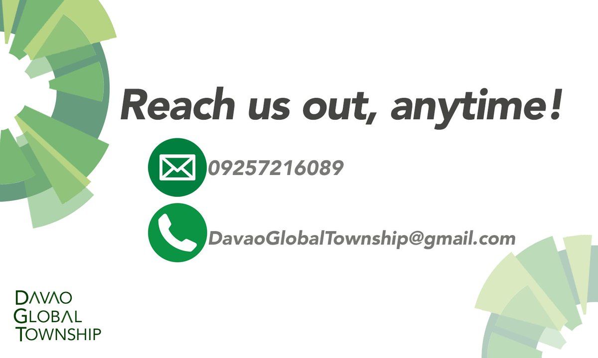 DavaoGlobal's tweet photo. Message us directly in our FB Page, or you may reach us out on the following.

#DavaoGlobalTownship https://t.co/3KlcX2dMG8