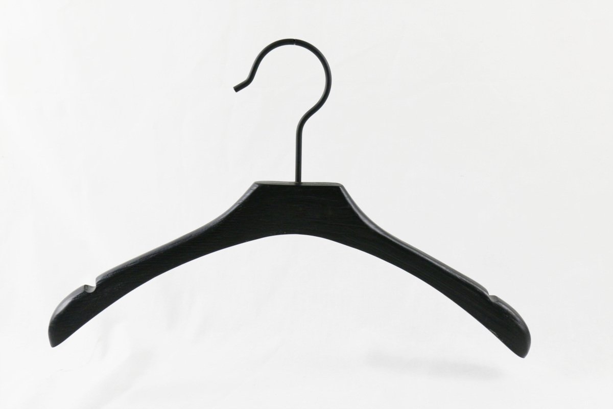 Black Garment Hanger With Anti-rust Clips | Topcol Hangers colorhouseware.com/black-garment-… Guangzhou Topcol Household Co., Ltd always brings you the perfect newborn clothes hangers .
 #Fabricmannequin