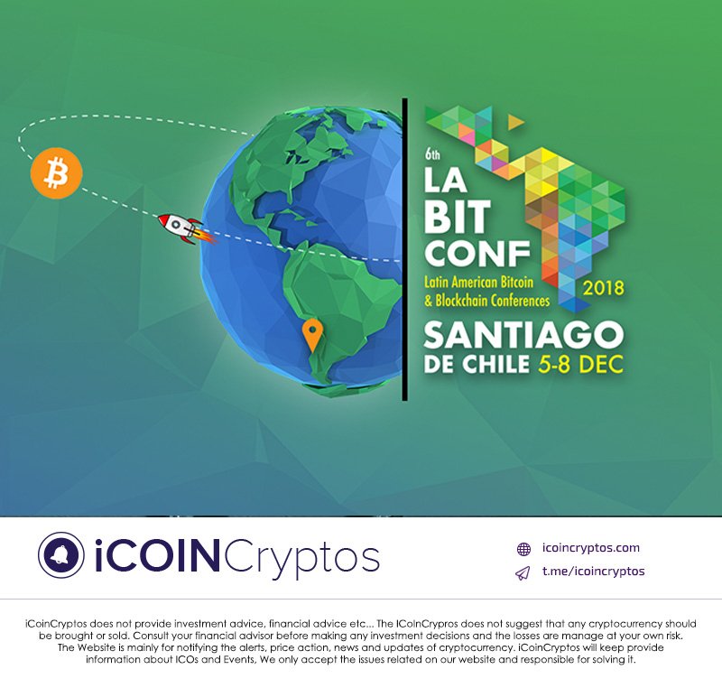 icoincryptos's tweet photo. Latin American Bitcoin &amp; Blockchain Conferences
Santiago De #Chile 5-8 December @laBITconf #Bitcoin
#Blockchain #Conference Click to VIEW now: https://t.co/VoDvByJOqn https://t.co/QW8pTmMVhE