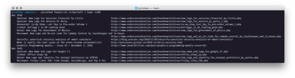 picofeed: minimal terminal rss reader, no account/subscription/state required

github.com/seenaburns/pic…

Examples:
./picofeed http://seenaburns․com/feed.xml
./picofeed feeds.txt --web
