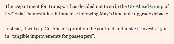 ABCommuters's tweet image. #BREAKING A decision has been made on the GTR penalty - they will keep the franchise and fund a £15 million 'improvement package' as part of a similar arrangement to the bailout of 2017. Please RT, don't let this news get buried! #RailPlan2020 ft.com/content/f9c372…