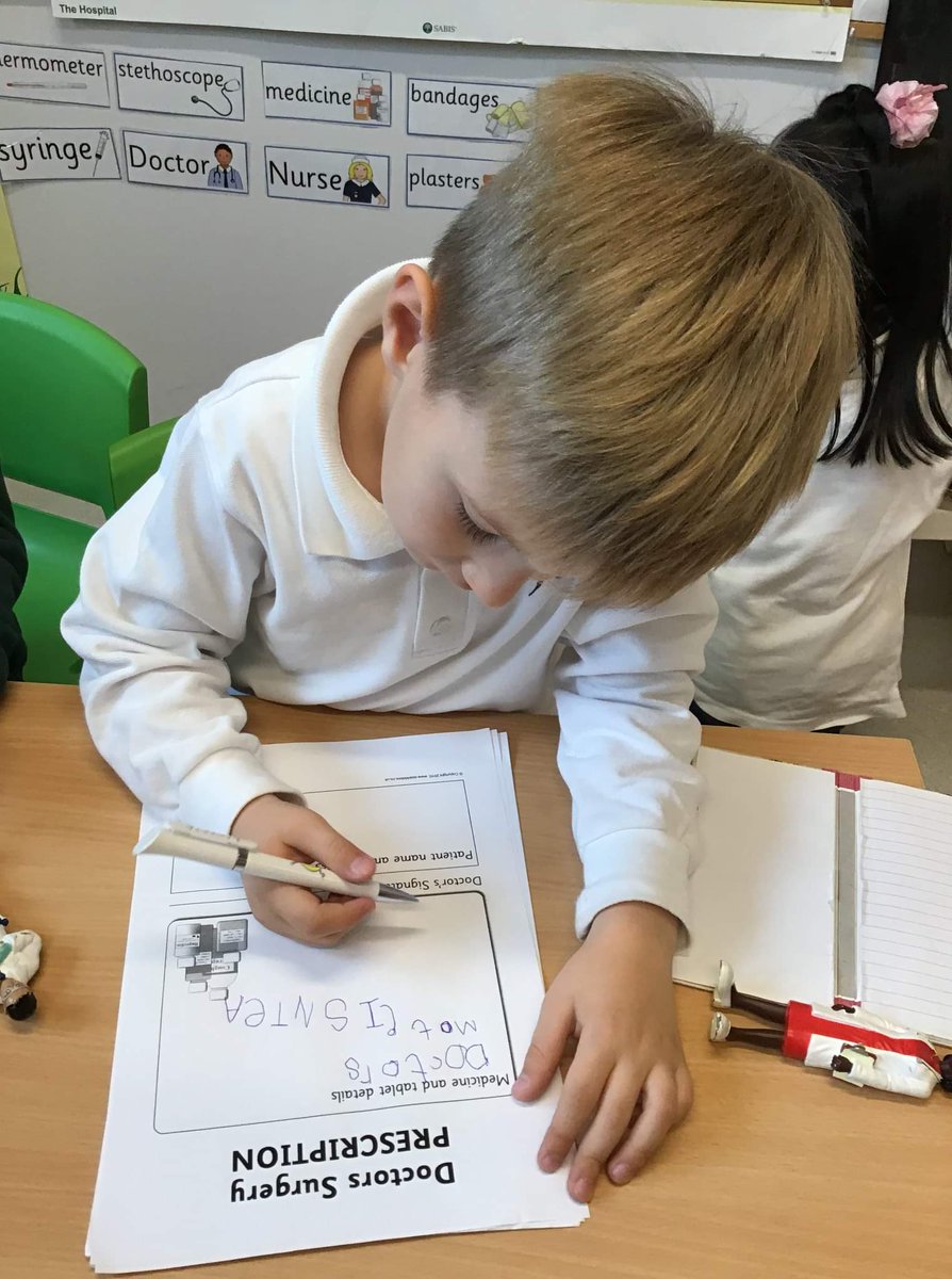 CSBucharest's tweet photo. Learning has come to life in Reception! In the Doctor’s Office, students are carefully assessing symptoms, taking temperatures,  and prescribing treatments whilst they use new vocabulary words and broaden their communication skills! #CSBEnglish #CSBDrama #CSBReception #CSBKG #CSB https://t.co/7YqJKmztE1