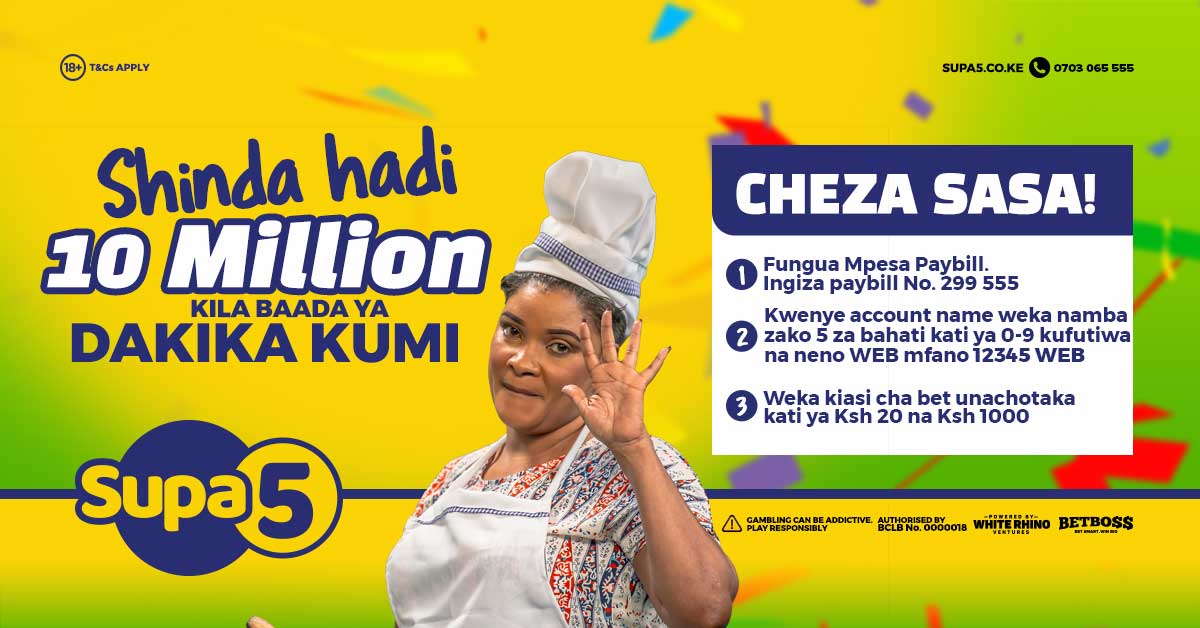 Supa5ke's tweet photo. Leo utajisort na Mangapi? Ukicheza na 100 unapata nafasi ya Kushinda Ksh 1,000,000 in just 10 MINUTES! Jaribu bahati yako sasa! https://t.co/jjRf4cwYcB