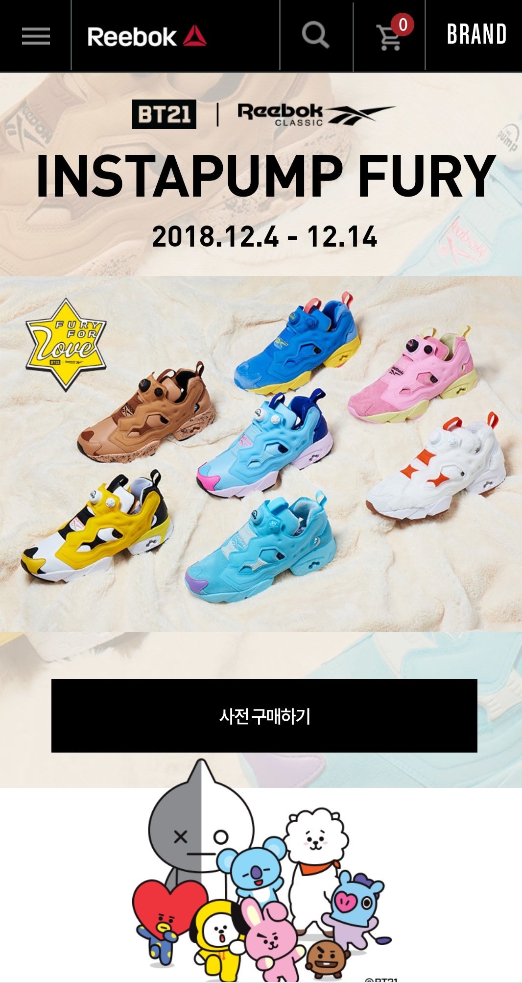 Bts reebok instapump sales