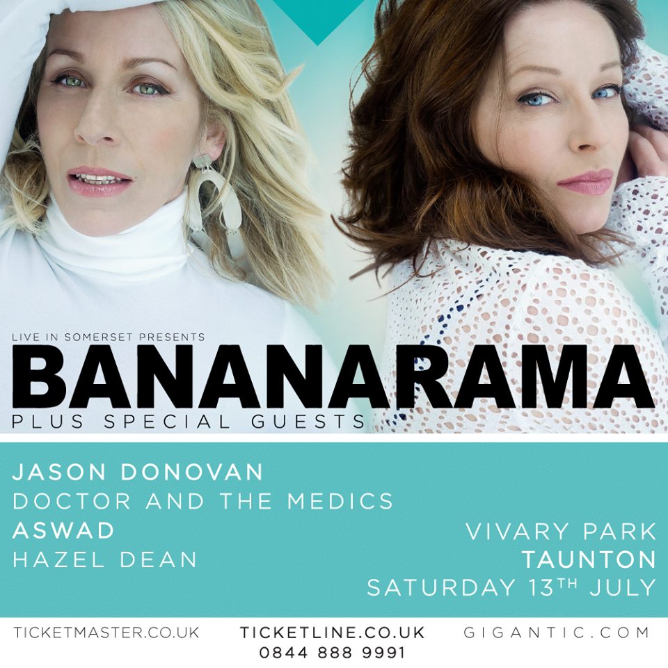 THREE-EVENING MUSIC EVENT TO RETURN TO TAUNTON
Bananarama the first artist to be announced

Bananarama will be the headliner at Live in Somerset on Saturday 13th July 2019. 

Tickets go on sale at 9am on Friday 7th December 2018 from ticketline.co.uk
