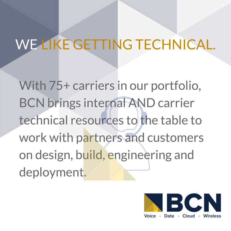 BCNTelecom1's tweet photo. With 75+ carriers in our portfolio, we bring internal AND carrier technical resources to the table! #technology #solutions #provider #bcn https://t.co/0QfPfhqMlw