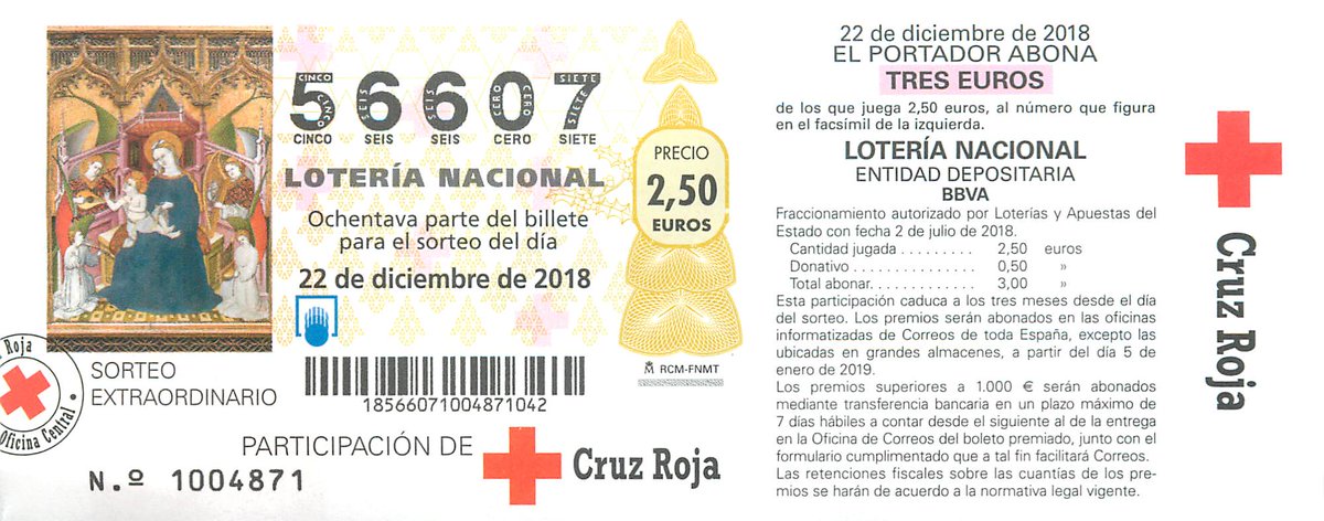 Adquiere tu participación de #LoteriaNavidad en la sede de Cruz Roja en #TresCantos y recuerda "El mayor premio es compartirlo" #22otravez