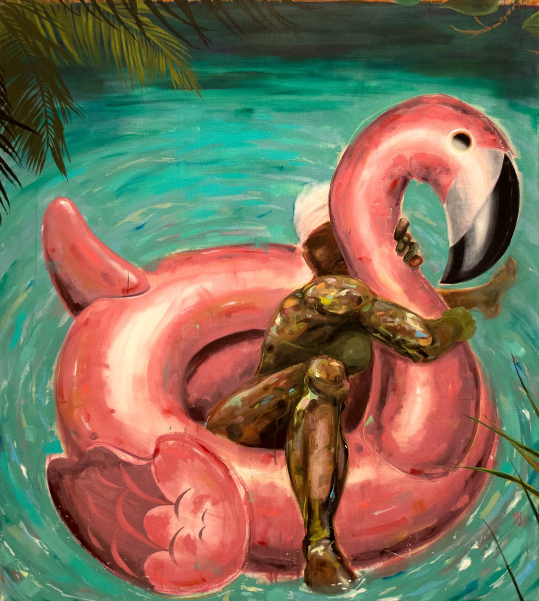 InTotoGallery's tweet photo. Pieroth confronts this idea that traveling comes with a responsibility &amp; humbleness. He explores the way history &amp; culture should be expierenced in its entirety not just as a vacation.
'Pink rescue,Mixed media on canvas,180 x 160 cm'
#PhilippPieroth #jozi #exhibition #mixedmedia https://t.co/z7Qi5MwoVw