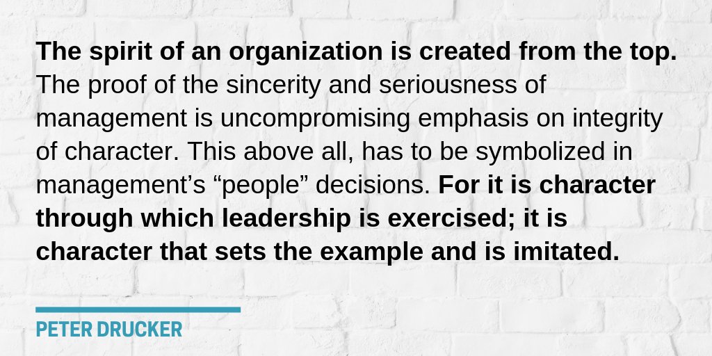 CEOGlobal's tweet photo. "For it is #character through which #leadership is exercised; it is character that sets the example and is imitated." - Peter #Drucker | #SpiritOfPerformance
#Quote #QuoteOfTheDay https://t.co/wChJiXtPIs