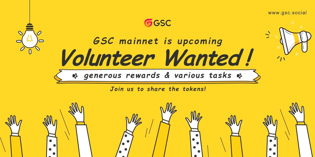 gsc_socialchain's tweet photo. 🌟🌟To celebrate GSC mainnet launch, GSC Volunteer Application has started again! 
Follow 
RT
Tag 3 Frds.
👍Get 20 gsc.
👉Accomplish 1 more task, 1 ETH is yours: https://t.co/qUfI6DF9yk
🔥Date: 4th Dec. - 17th Dec. https://t.co/0HCi2pR3Mm