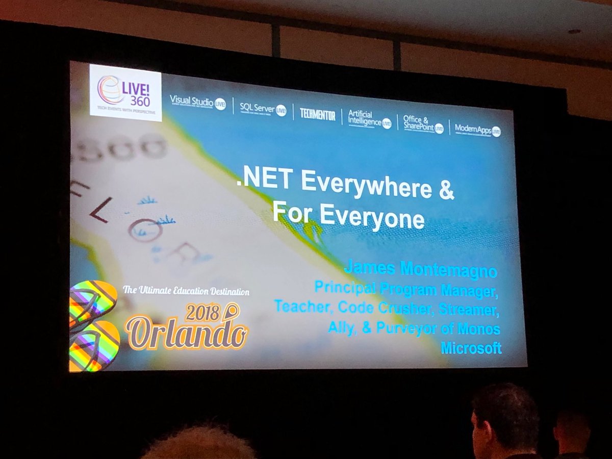 sodermanm's tweet photo. Keynote with ⁦@JamesMontemagno⁩  started and after that a couple of really interesting sessions later today presented by ⁦@colindembovsky⁩ and ⁦@jldeen⁩ #Live360 #VSLive https://t.co/O8gVEvLqPQ
