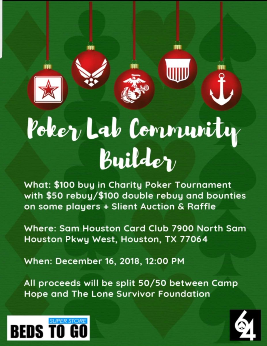PokerLabRadio's tweet photo. Please save the date (Dec 16th) and come play this charity tournament with us @PokerLabRadio!  We will raise a ton of money together for @ptsdusa and The Lone Survivor Foundation! https://t.co/3gyrGwQt2t