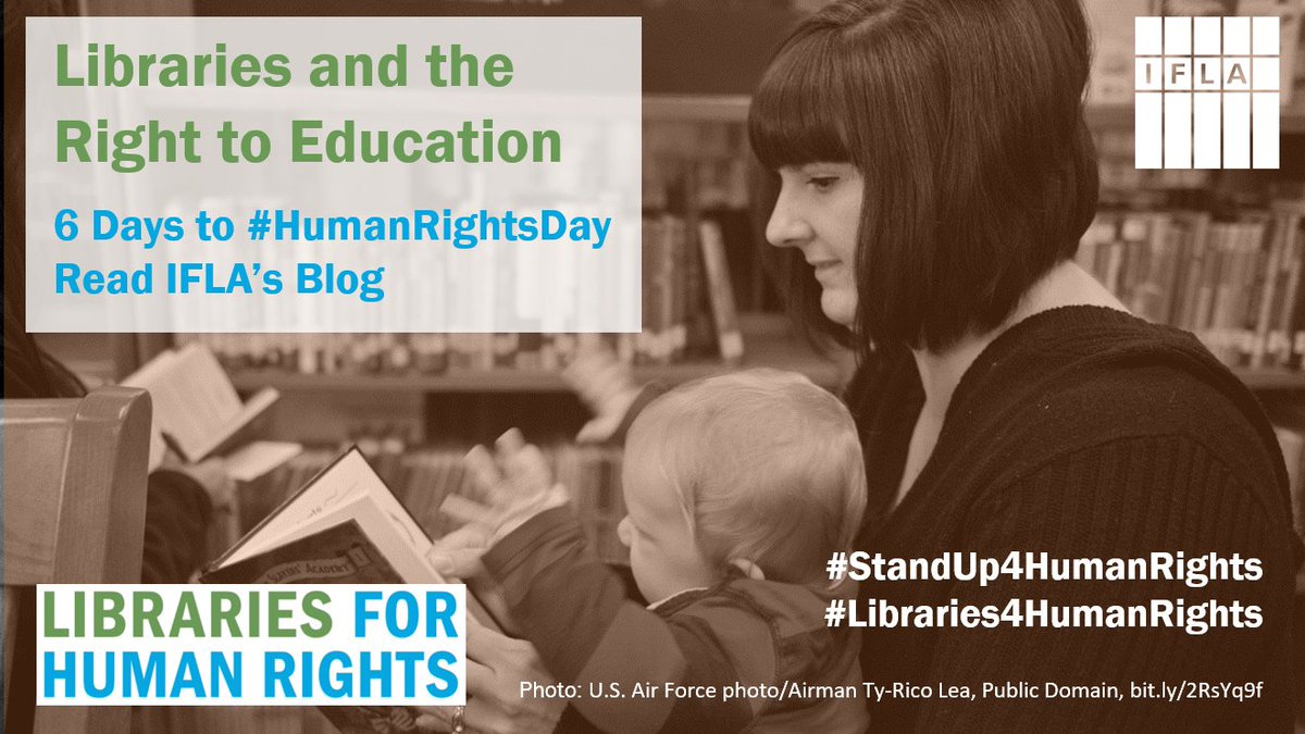 “Everyone has the right to #education”: at 6 days to #HumanRightsDay, read how #libraries complement #schools and enable #LifelongLearning bit.ly/2Q9uxyh #GlobalEducationMeeting #Education2030 #SDG4 @UNESCO @ICAEGlobal @eduint #StandUp4HumanRights #Libraries4HumanRights