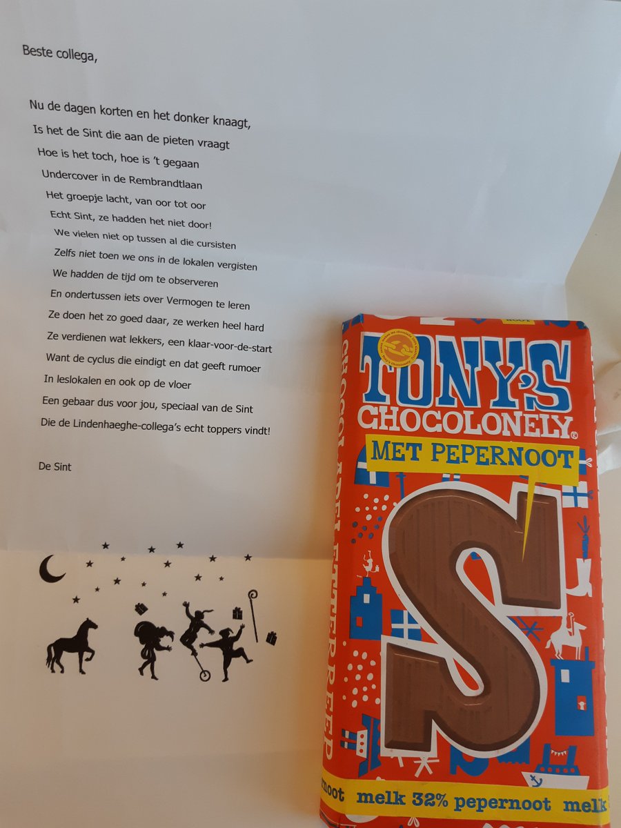 Cadeautje bij de post; chocolade letter van Lindenhaeghe, het trainingsinstituut waar vanaf januari 2019 de training creatief denken van ons. ook gegeven wordt.
Smakelijk begin van onze samenwerking #Lindenhaeghe