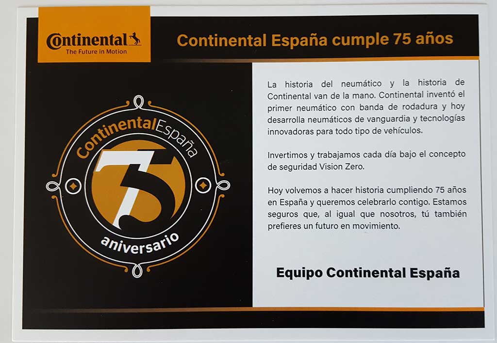 EuropneusOnline's tweet photo. ¡FELICIDADES A CONTINENTAL ESPAÑA Y TODO SU EQUIPO DE PROFESIONALES POR VUESTRO 75 ANIVERSARIO... Y QUÉ CUMPLÁIS MUCHOS MÁS! Fdo: El equipo de 'EUROPNEUS'  @continentaltire @continental_esp https://t.co/QGuk10F5e1