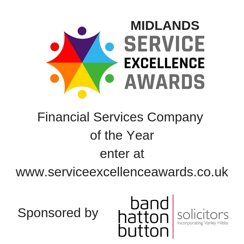 We are delighted to introduce our sponsor <a href="/BHBlegal/">Band Hatton Button</a>,sponsors of the Midlands Service Excellence Awards - Financial Services Company of the Year.  Which financial services company would you nominate for this award?   Who delivers excellent service in this category?
#seawards2019