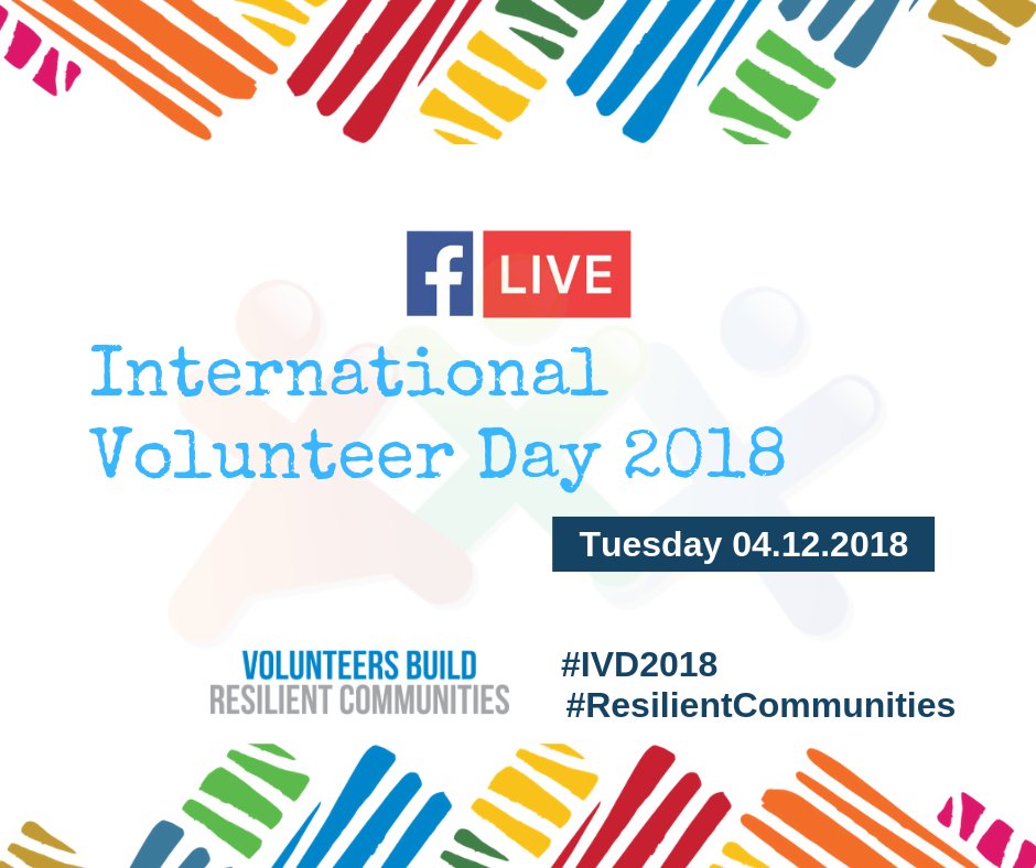 UNVolunteers's tweet photo. 📣 We will be LIVE in less than one hour – don’t miss it!

Join us at 15:30 CET here: https://t.co/AZcwJ8GHWM

#ResilientCommunities #IVD2018 https://t.co/UctC0gpGp1