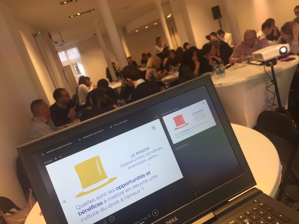 CorpoHackers's tweet photo. Les chapeaux de bono sur la culture du droit à l’erreur ! #corporatehackers #pim2018 @EFEmanagement https://t.co/GTVQ7udLUb
