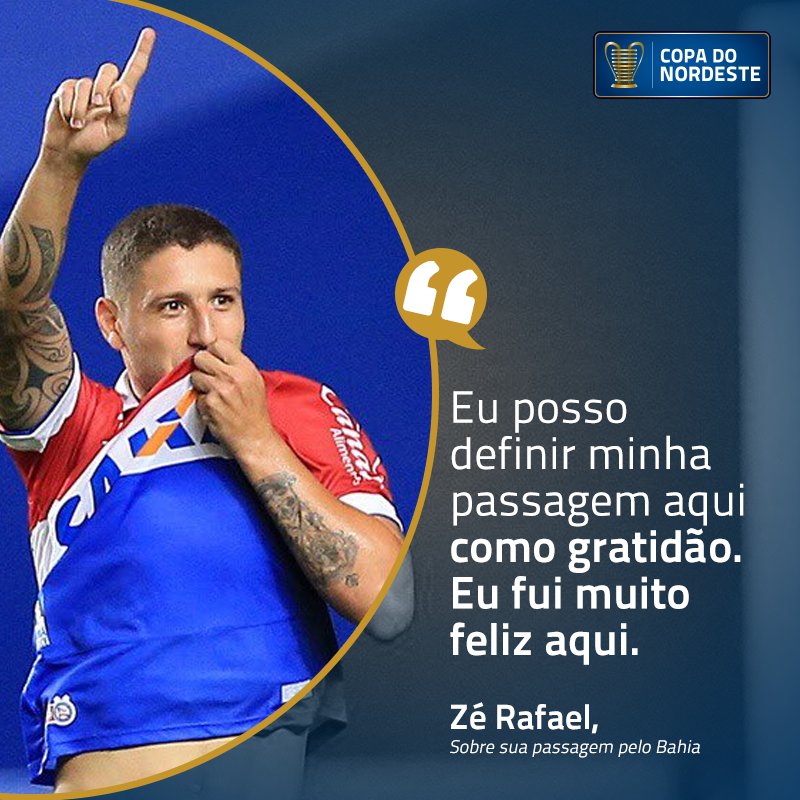 CNE2019's tweet photo. E a torcida do @ECBahia também foi muito feliz com você, Zé Rafael!

Vou sentir sua falta no ano que vem! 😢 #CopaDoNordeste2019 https://t.co/YCmwzpVdXh