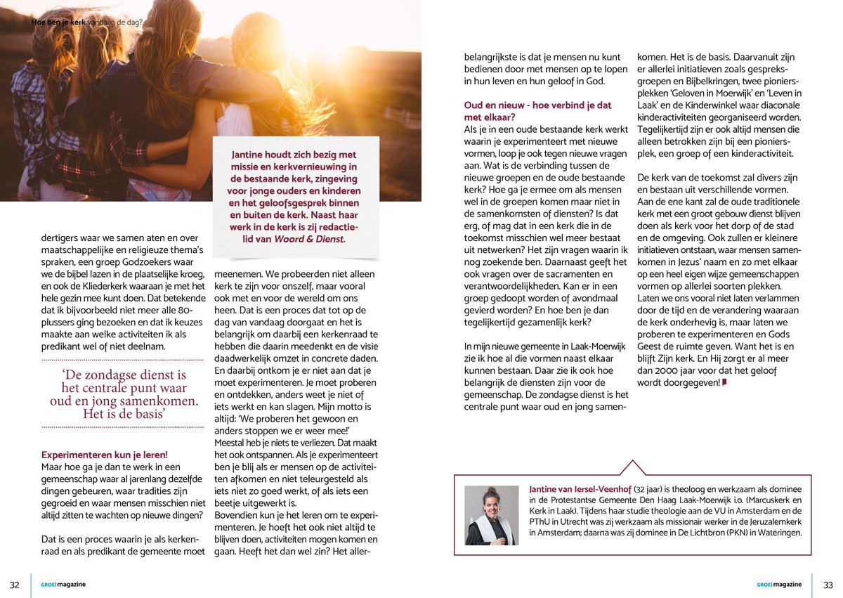 Ik schreef een artikel over hoe je vandaag de dag kerk bent voor het @Groeimagazine. Met tips en gedachten vanuit mijn vorige en nieuwe plek! @PKNnl #delichtbron #ProtestantsegemeenteLaakMoerwijk